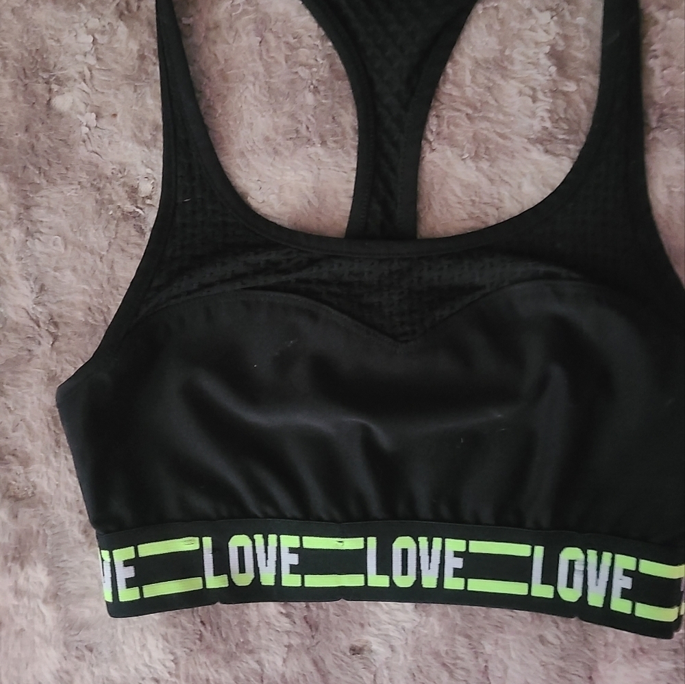 Love black racerback sports bra training top small